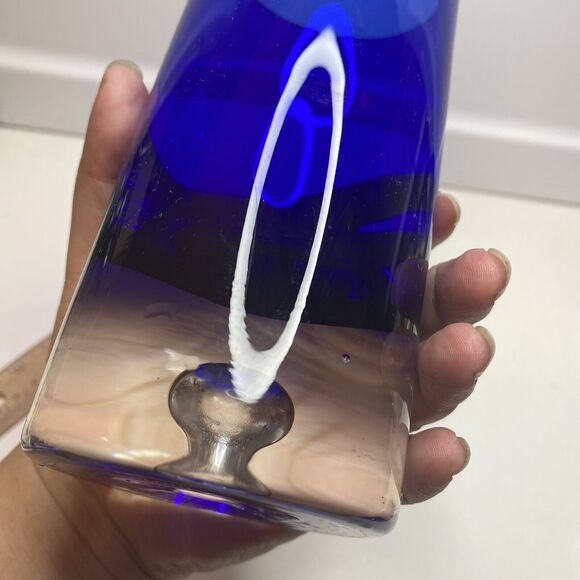 Block Vase San Carlos Crystal Collection Cobalt Blue Cylinder Art Glass 6.25" - Picture 5 of 9